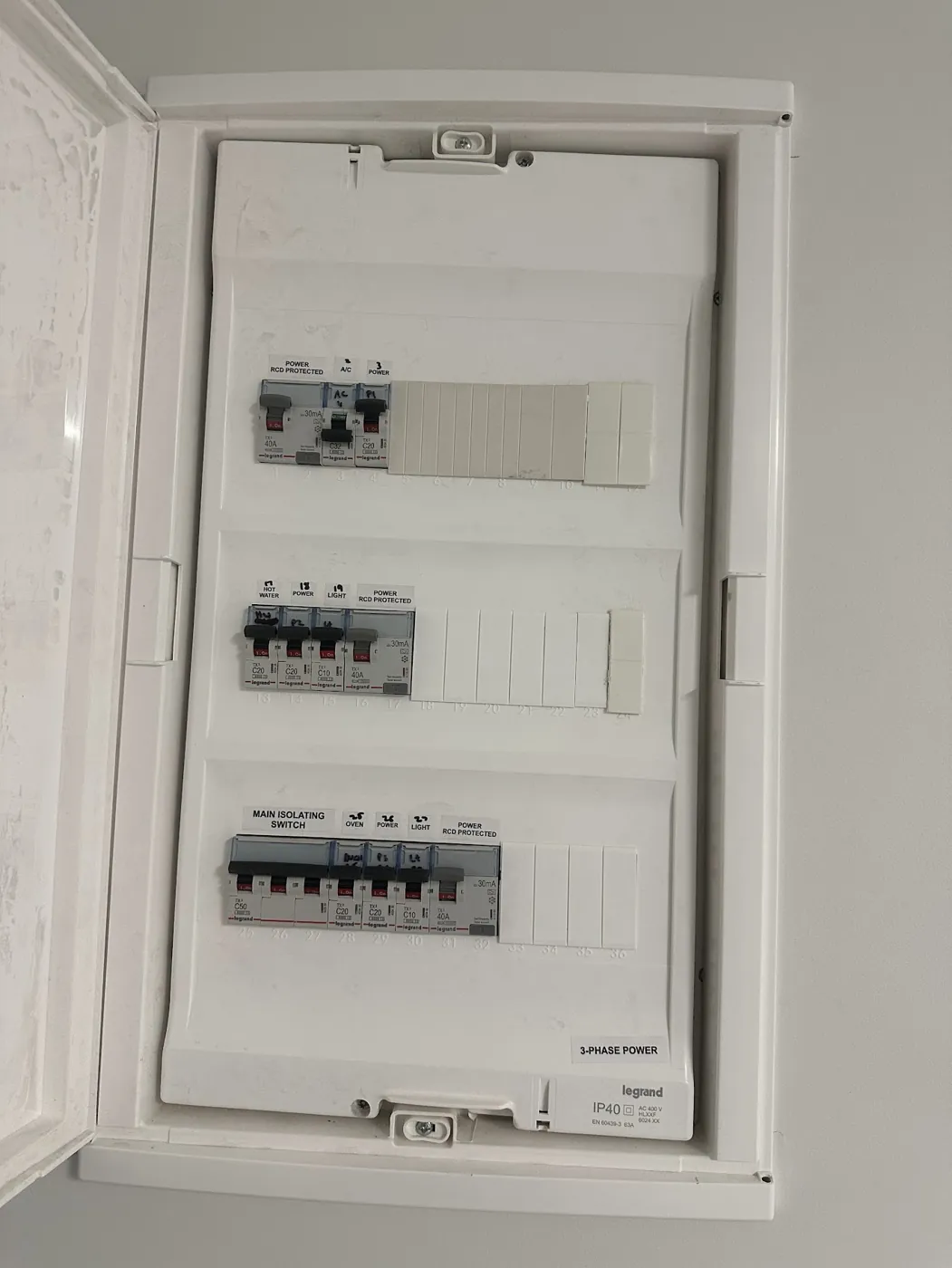An electrical switchboard with circuit breakers